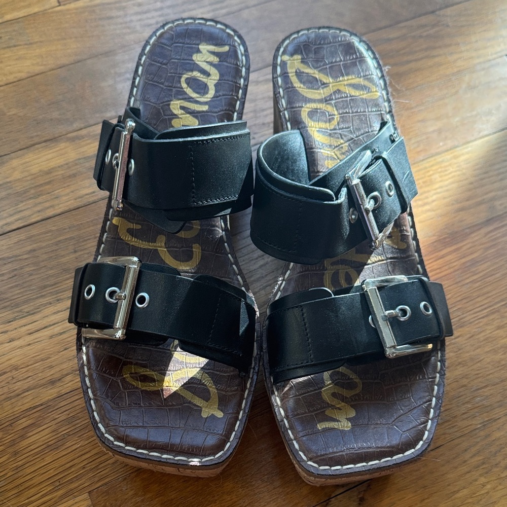 Sam Edelman Black Wedge Sandals